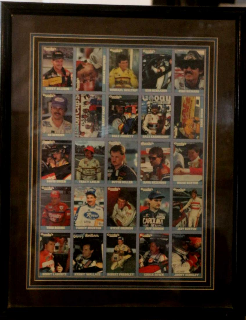 CUSTOM FRAMED NASCAR DRIVER PORTRAIT COLLAGE: CUSTOM FRAMED NASCAR DRIVER PORTRAIT COLLAGE Condition GOOD