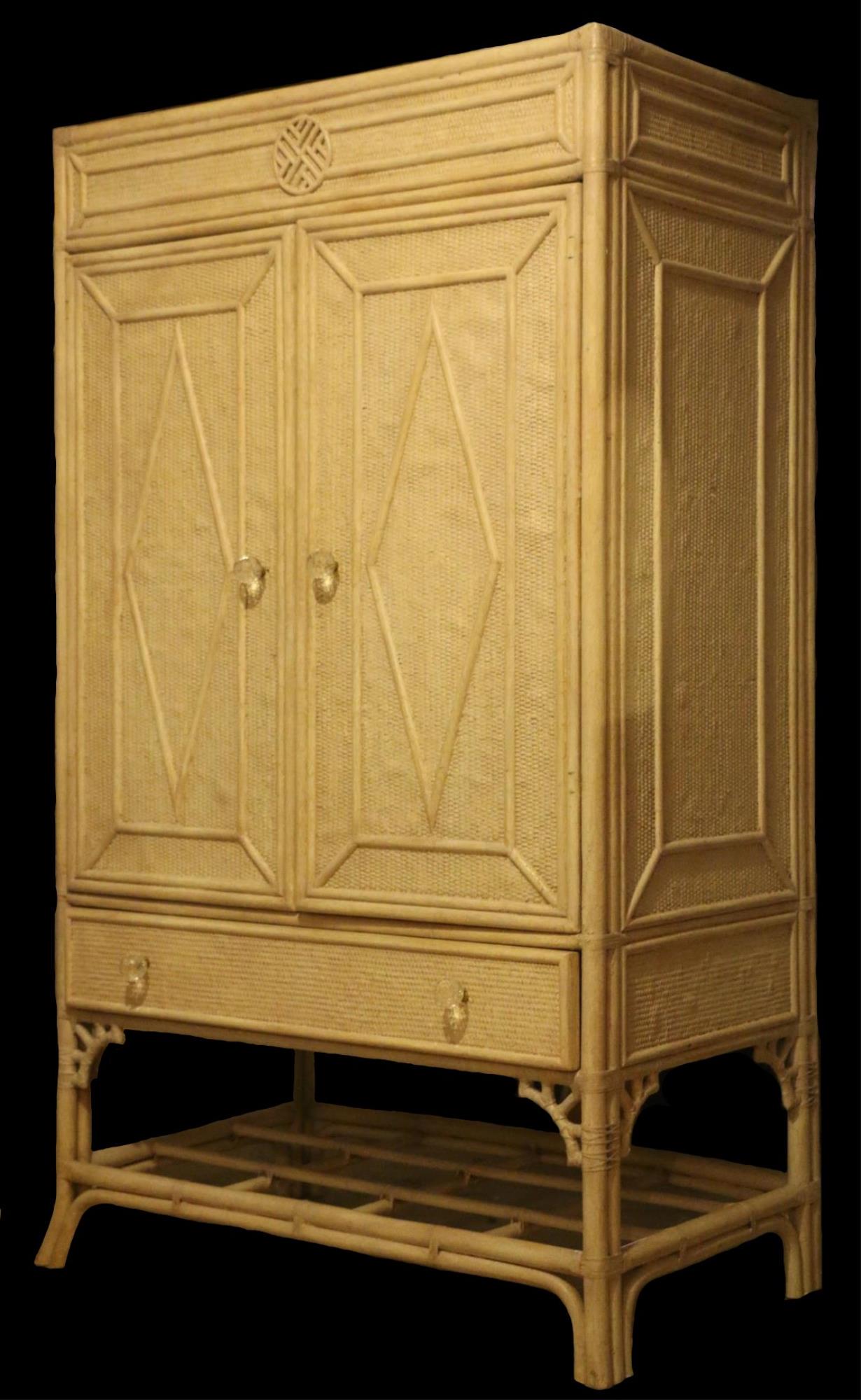 FINE FAUX BAMBOO & WICKER ARMIORE CABINET (1 of 2)