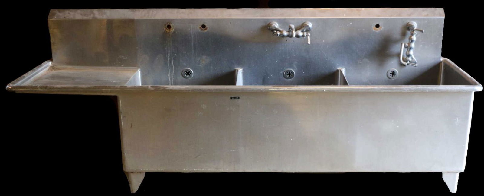 LARGE 96" COMMERCIAL STAINLESS STEEL TRIPLE SINK (1 of 1)