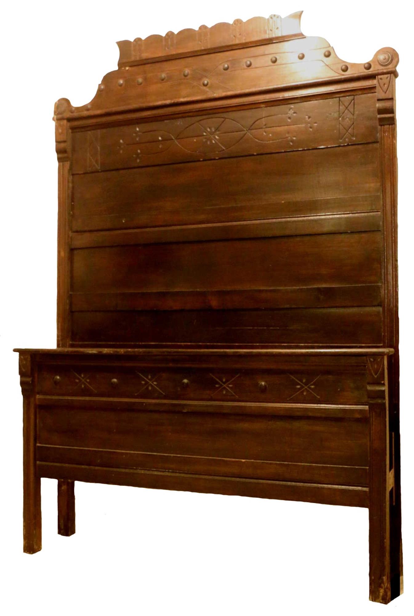 AMERICAN ANTIQUE 74" HIGH BACK FINE VICTORIAN BED (1 of 1)