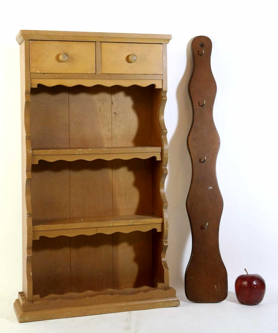 ANTIQUE PINE & WALNUT SPICE RACK & KEY HANGER (1 of 1)