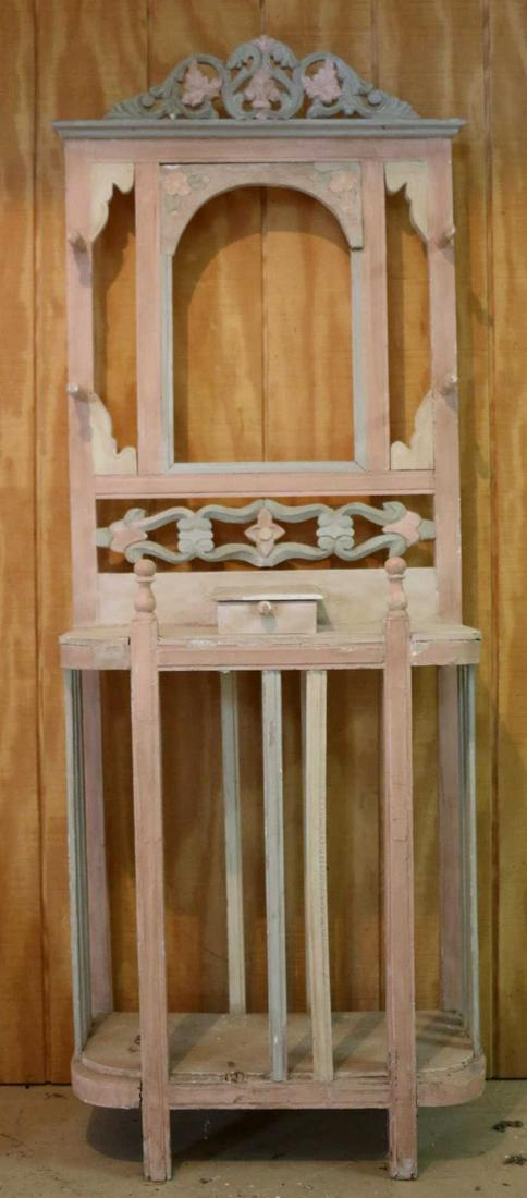 ANTIQUE PAINT DECORATED SHABBY CHIC HALL TREE (1 of 3)