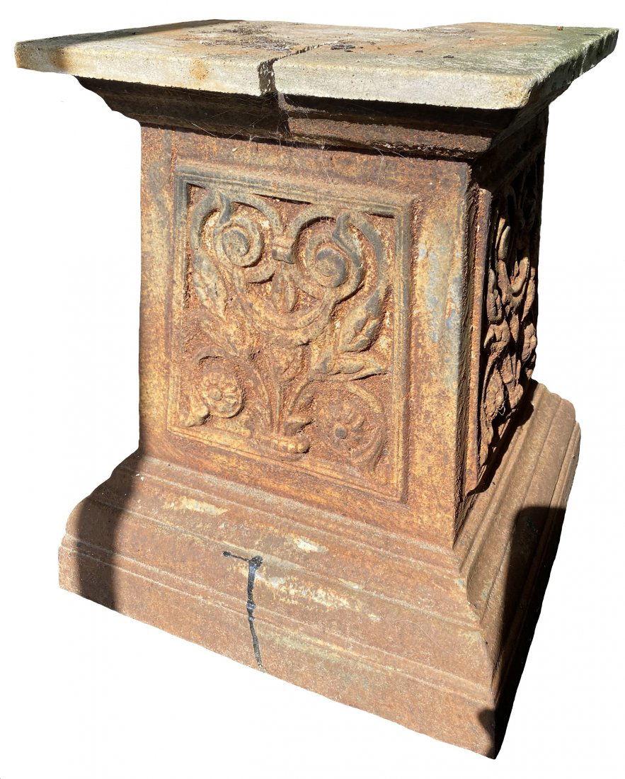 ANTIQUE CAST IRON GRADUATED PEDESTAL BASE (1 of 2)
