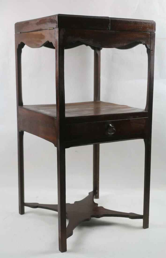 ENGLISH ANTIQUE MAHOGANY BOW-BRUMMELL WASH STAND: ENGLISH ANTIQUE MAHOGANY BOW-BRUMMELL WASH STAND ORIGINALLY BOUGHT AT AURTHUR JAMES GALLERIES Condition GOOD