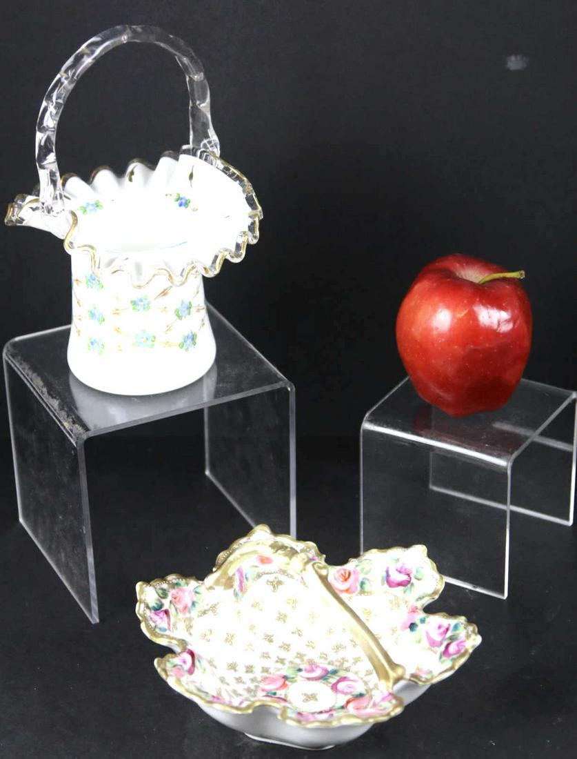 FINE NIPPON PORCELAIN & CHARLETON ART GLASS PAIR: FINE NIPPON PORCELAIN & CHARLETON ART GLASS PAIRING Condition GOOD