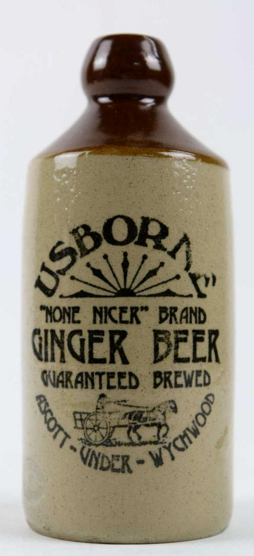 US BORNE GINGER BEER STONEWEAR BOTTLE: US BORNE GINGER BEER STONEWEAR BOTTLE Condition GOOD H 7 W 4 IN