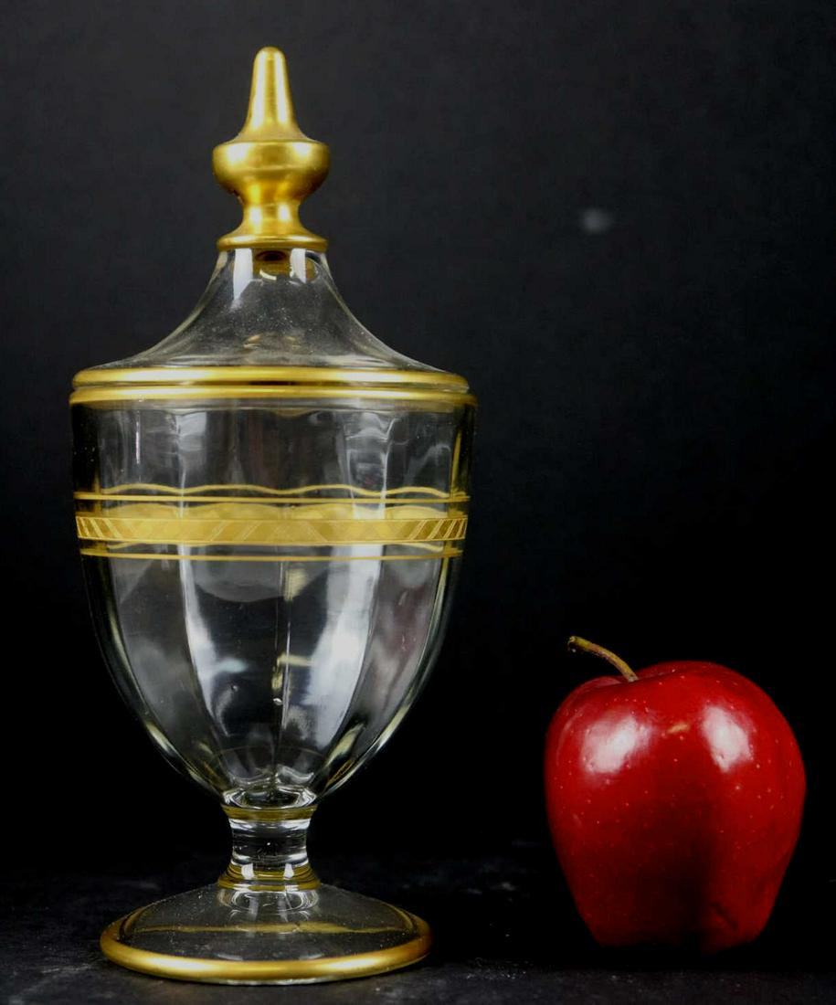 FINE FRENCH PARCEL GILT GLASS LIDDED SERVER: FINE FRENCH PARCEL GILT GLASS LIDDED SERVER Condition GOOD