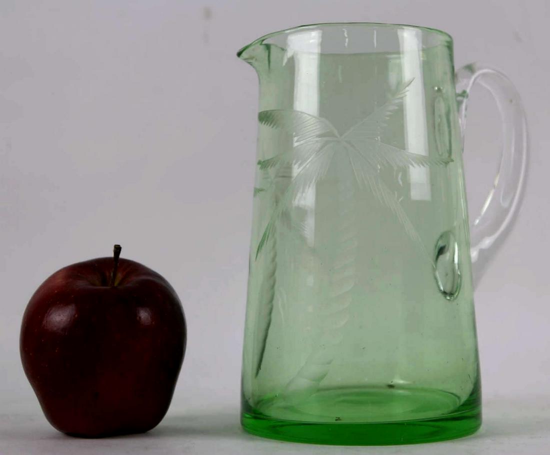 VINTAGE ART GLASS HANDLED PITCHER: ENGLISH PORCELAIN PAIR OF PAINTED LEOPARDS STAFFORDSHIRE STYLE Condition GOOD