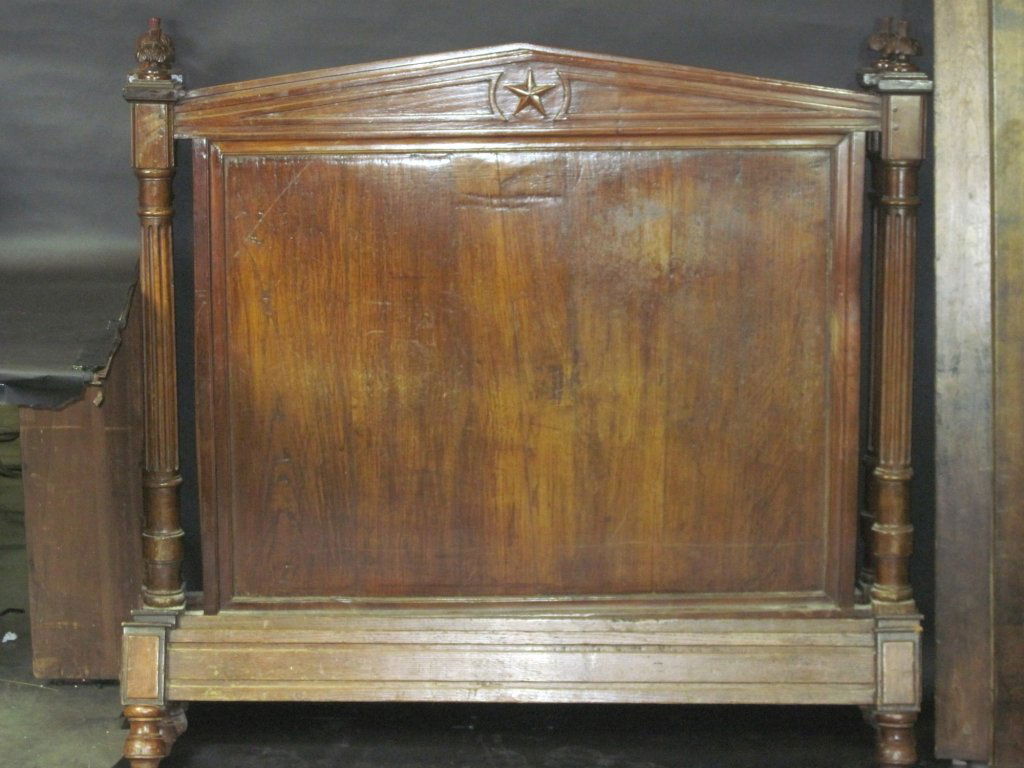 PAIR OF CLASSICAL NAPOLEONIC TWIN BEDS:: Pair of classical napoleonic twin beads. Headboard measures 51.75"H and Footboard measures 51.5"H.