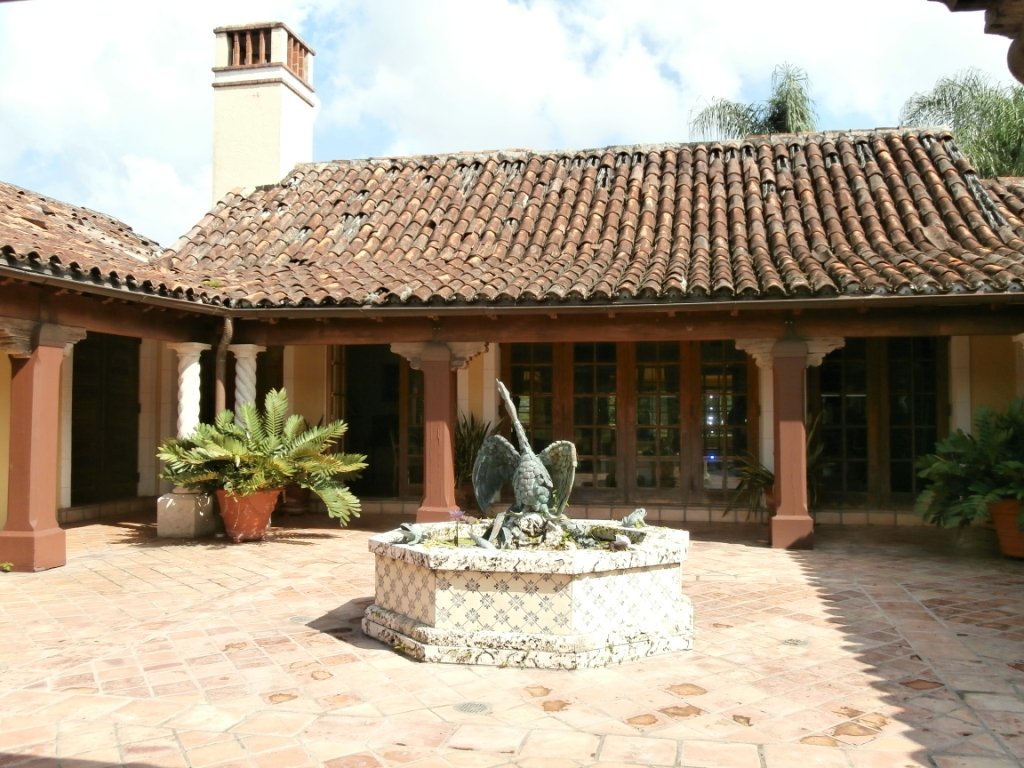 PORTUGUESE TILE AND CORAL CENTER FOUNTAIN BASE:: Phase 1- No removal quotes for this lot. A very fine octagonal shaped, Portuguese hand painted tile, and copper lined fountain. 22.5"H X 6'W. Reclamation terms: The Talmo property has been sold for tr