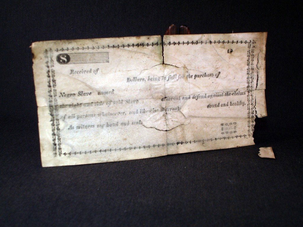 IMPORTANT EARLY SLAVE SALE RECEIPT: From the Estate of Bob Gibson.