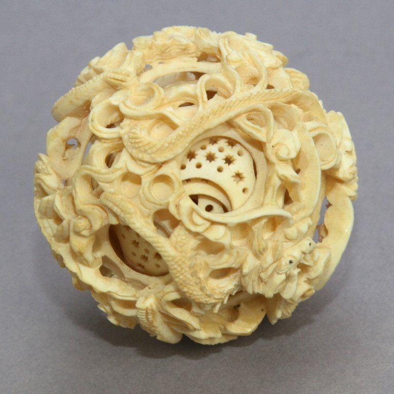 35 CARVED CHINESE IVORY BALL