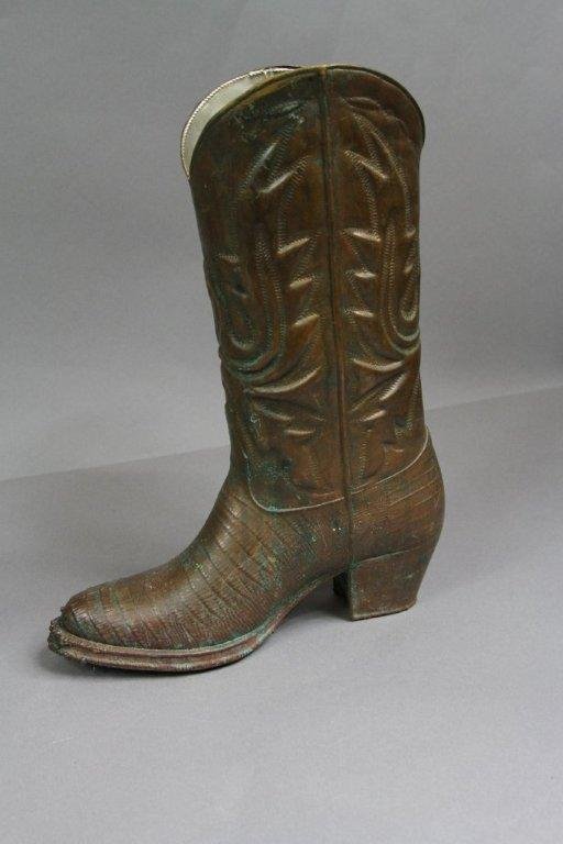 TIN COWBOY BOOT PLANTER:: 13.75"H X 4"D X 10.5"W.