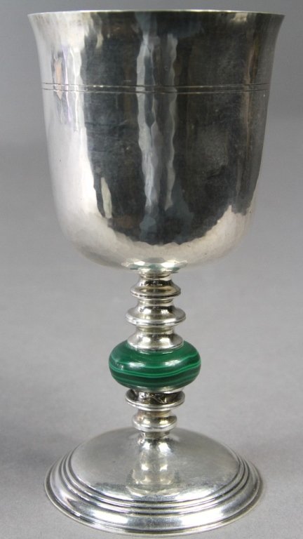 BUCCELLATI STERLING WINE CUP: MALACHITE CENTER, 12 OZ, 343 gr.