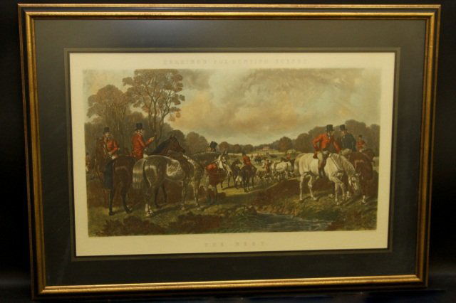 J. HARRIS-"HERRINGS FOX HUNTING SCENES,THE MEET":: Herrings Fox Hunting Scenes, The Meet . Engraved by J. Harris. 17.25"H X 30.25"W sight. 30.25"H X 42.5"W frame.