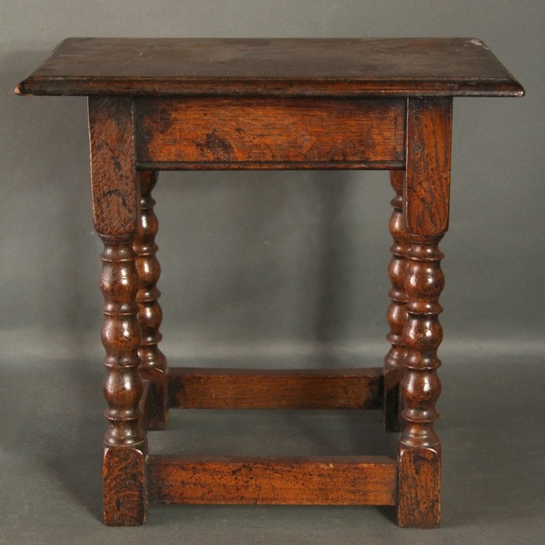 WOOD STOOL: 18"H X 18"W X 10.25"D