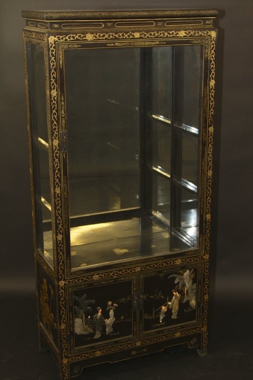 ORIENTAL WOOD CURIO CABINETS: 70"Hx32"Wx16"D