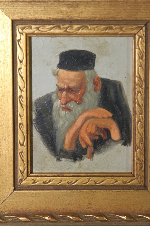 O/B OLD MAN WITH CANE: Sight: 3.5"H X 2.5"W Frame: 7.75"H X 6.5"W