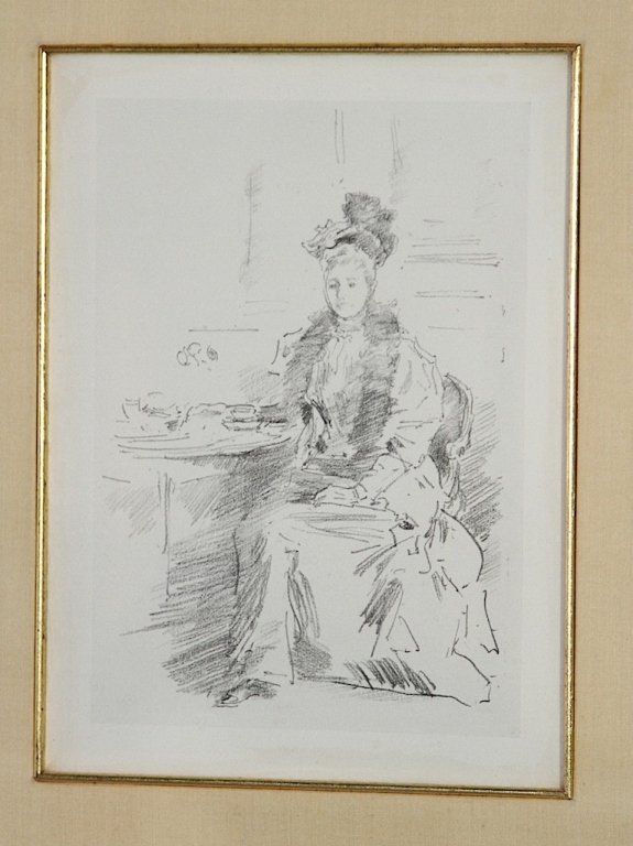 JAMES MCNEIL WHISTLER (1834-1903):: La, Jolie, New Yorkaise. Sight: 11"H X 8"W Frame: 26"H X 22.5"W