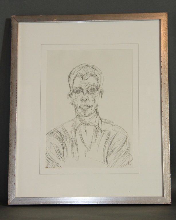 ALBERT GIACOMETTI (ITALIAN/SWISS 1901-1966):: Albert Giacometti, Italian/Swiss, lived in France, 1901-1966. Self portrait, May 1961, lithograph, 18/22. Lust, "Giacometti Complete Graphics," New York, 1970. Sight: 14.5"H X 10.5"W Frame: 23"H X 19"