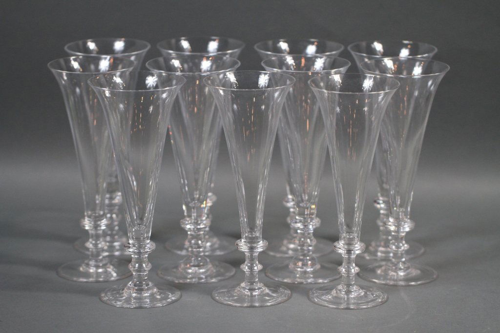 CHAMPAGNE FLUTES (WILLIAM YEOWARD):: (11) 8.5"H X 3.5" in diameter