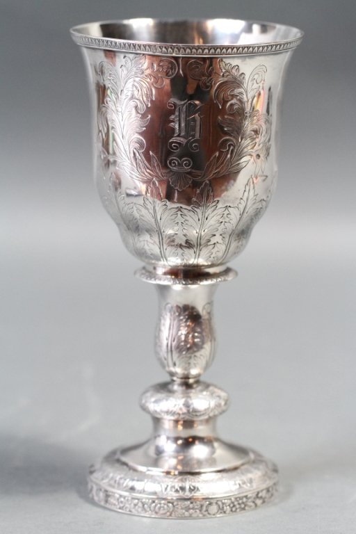STERLING HAND CHASED LOVING CUP (GOV. BICKETT):: 9"H X 4.25"D
