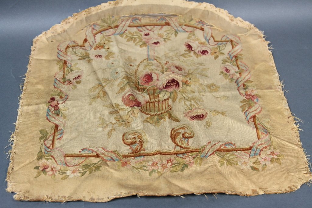 ANTIQUE AUBUSSON SEAT BASE:: ANTIQUE AUBUSSON SEAT BASE: