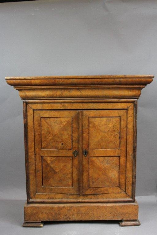 EARLY FINE BEDEMIER CABINET:: 27"H X 24"W X 12"D SOME LOSS ON THE SIDE AND POSSIBLE BUG DAMAGE