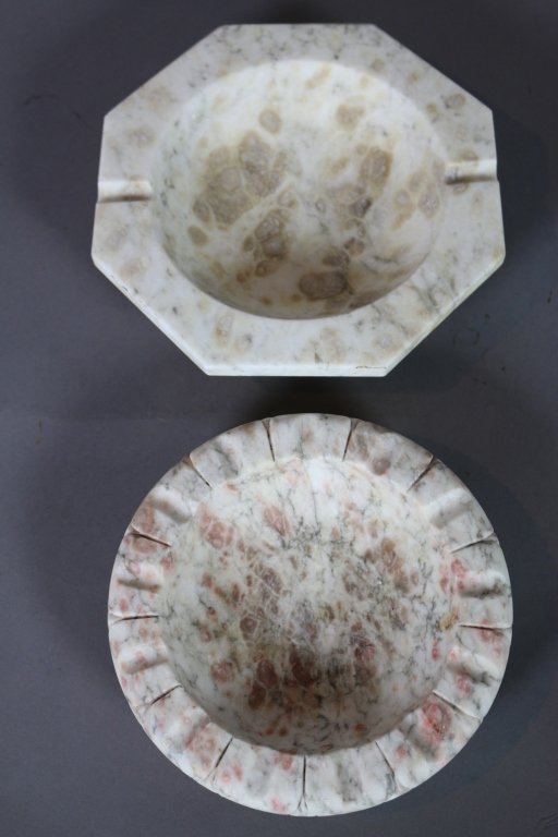 TWO VINTAGE STONE CIGAR ASHTRAYS: TWO VINTAGE STONE CIGAR ASHTRAYS