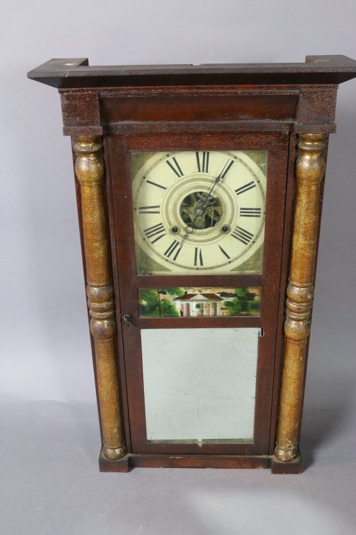CHAUNCEY JEROME LARGE ANTIQUE SHELF CLOCK: CHAUNCEY JEROME ANTIQUE SHELF CLOCK. PAPER LABEL INTACT.