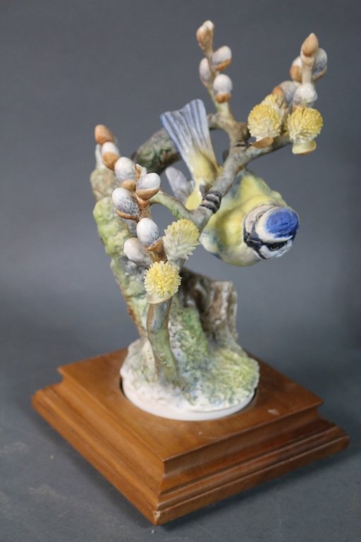ROYAL WORCESTER BLUE TIT & PUSSY WILLOW: ROYAL WORCESTER BLUE TIT & PUSSY WILLOW