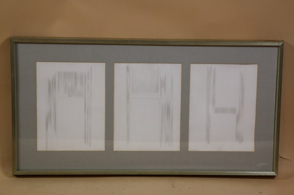 MID CENTURY MODERN TRIPTIC CHARCOAL: MID CENTURY MODERN TRIPTIC CHARCOAL F: 18.75" X 26" S: 12" X 9.25"