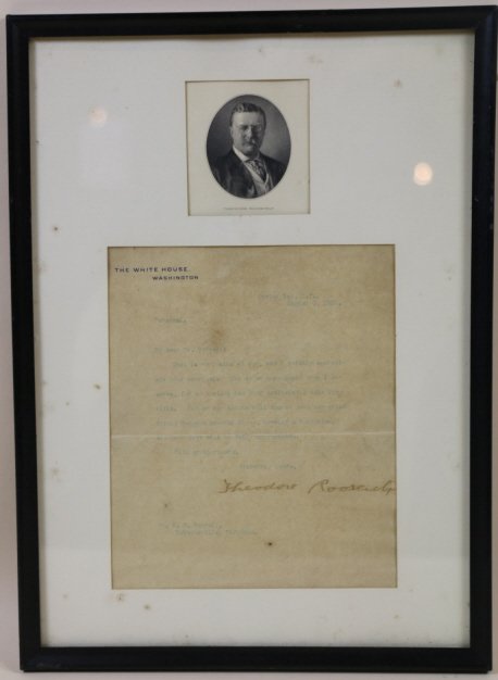 THEODORE ROOSEVELT SIGNED LETTER: THE WHITE HOUSE, WASHINGTON Personal.
