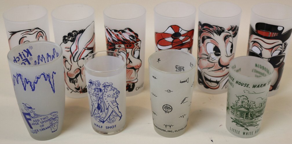 VINTAGE LOT OF CAREER GLASSES AND MORE: VINTAGE LOT OF CHARACTER CAREER GLASSES