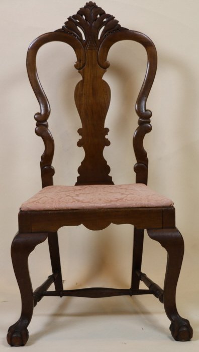 ANTIQUE ENGLISH MAHOGANY CHIPPENDALE SIDE CHAIR: ANTIQUE ENGLISH MAHOGANY CHIPPENDALE SIDE CHAIR; 45.5" X 21.5" X 18.5"