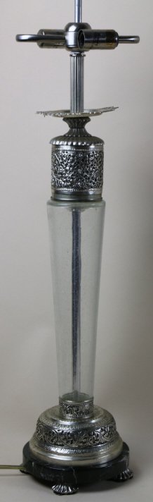 FREDERICK COOPER SILVER AND GLASS MODERN LAMP: FREDERICK COOPER SILVER AND GLASS MODERN LAMP