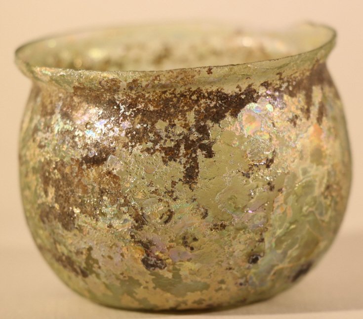 PERISAN ANTIQUE GLASS SAND BOWL: PERISAN ANTIQUE GLASS SAND BOWL