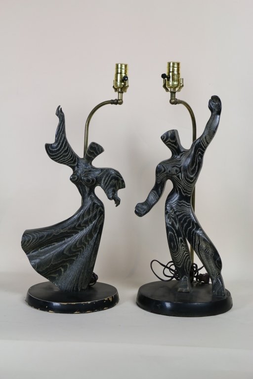 HEIFETZ OF NEW YORK FIGURAL LAMP PAIR: HEIFETZ OF NEW YORK FIGURAL LAMP PAIR; 23"