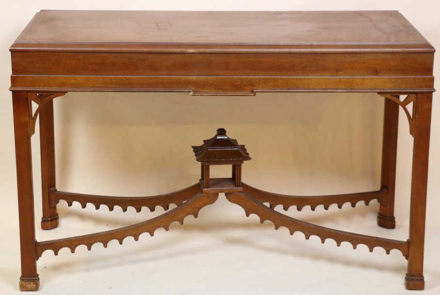 CHELSEA HOUSE CHINESE MAHOGANY PAGODA LONG TABLE: CHELSEA HOUSE CHINESE MAHOGANY PAGODA LONG TABLE