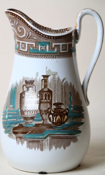 ETRUSCAN ANTIQUE WATER PITCHER: ANTIQUE WATER PITCHER; 9"