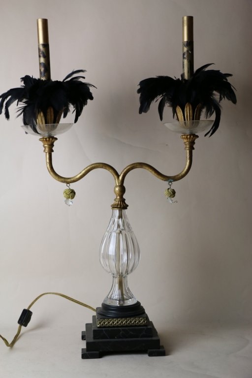 FREDERICK COOPER / TYNDALE LAMP FEATHER & CRYSTAL: FREDERICK COOPER / TYNDALE LAMP FEATHER & CRYSTAL