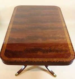 HENREDON PALATIAL MAHOGANY DINING TABLE: HENREDON PALATIAL MAHOGANY DINING TABLE 3 LEAVES / DOUBLE PEDESTAL; 150" x 54" with all three leaves