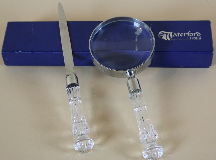 WATERFORD MAGNIFYING GLASS/LETTER OPENER: WATERFORD MAGNIFYING GLASS/LETTER OPENER