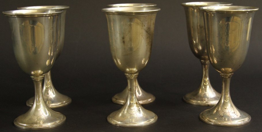 SIX S. KIRK & SON STERLING GOBLETS: (1 of 3)