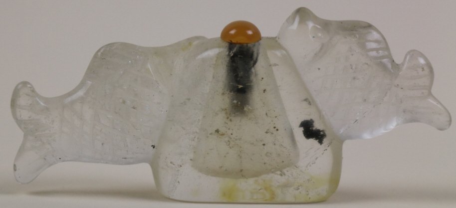 CHINESE ROCK CRYSTAL AND JADE SNUFF BOTTLE (1 of 4)