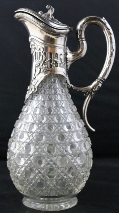 STERLING SILVER(800) & BRILLIANT CUT GLASS PITCHER (1 of 9)
