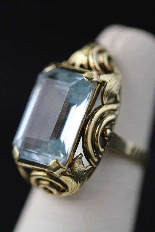 GERMAN ANTIQUE ART DECO AQUA MARINE & 14KYG (585): GERMAN ANTIQUE ART DECO AQUA MARINE & 14KYG (585) 20+ CARATS