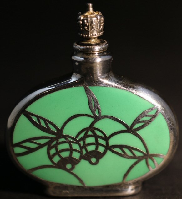 STERLING SILVER CROWNED & OVERLAY SNUFF BOTTLE (1 of 8)
