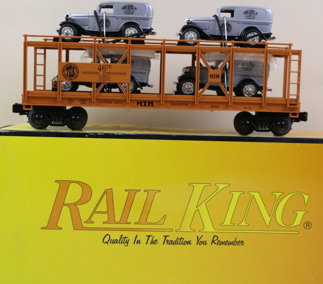 M.T.H. RAIL KING TCA AUTO CARRIER W/ ERTL 32 PANEL (1 of 8)