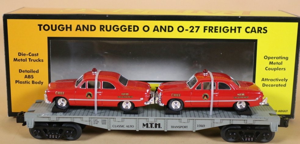 MTH RAIL KING ERTL FIRE CAR FLAT CAR #30-7623: MTH RAIL KING ERTL FIRE CAR FLAT CAR #30-7623; O-SCALE WITH BOX